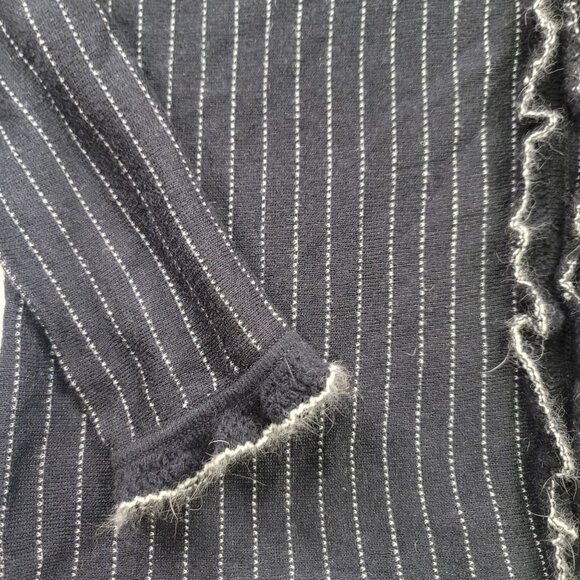 Susan Bristol 90's Vintage Deadstock Black White Striped Cardigan M Angora Blend - Picture 3 of 11